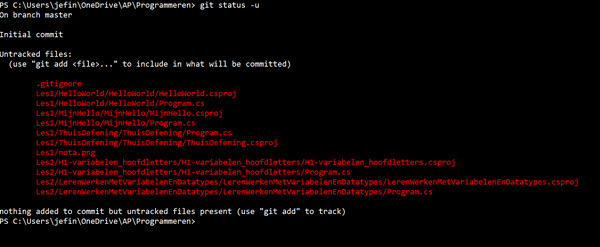 git status -u with gitignore